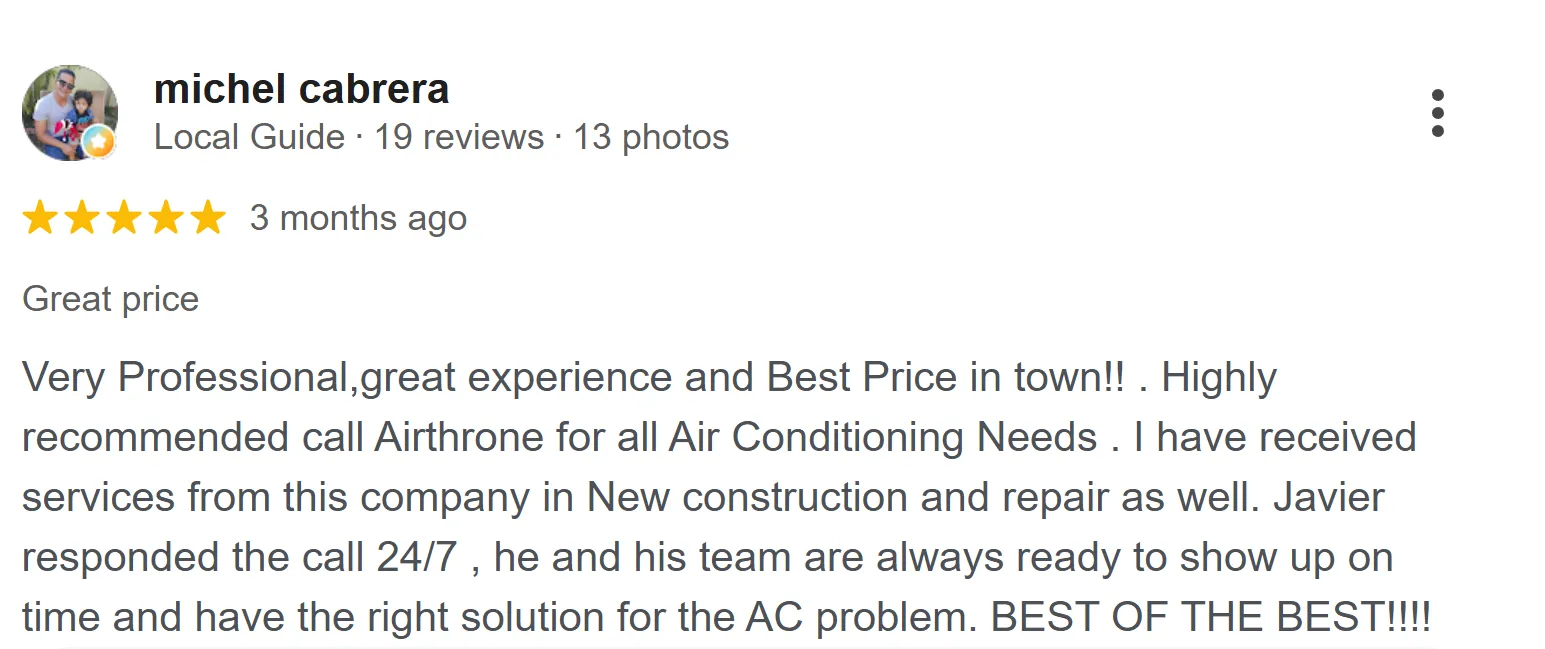 Customer review 1 for Airthrone Services Inc.
